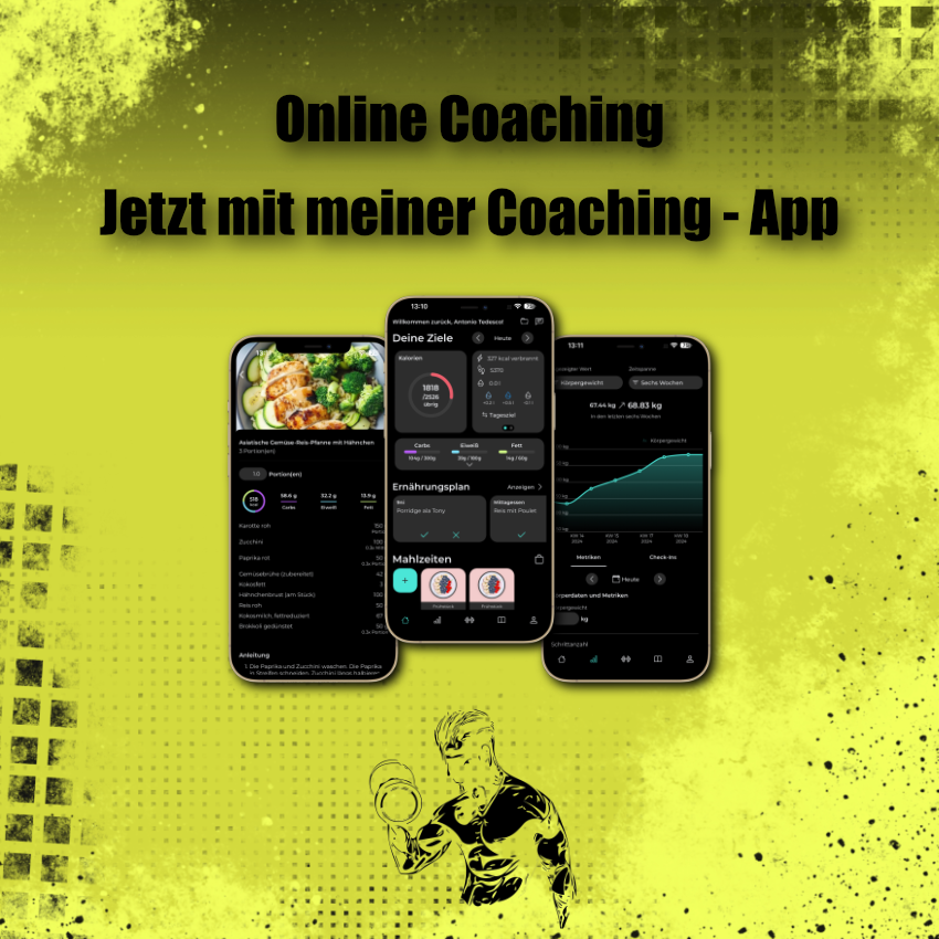 Beratungen / Ernährung / Training / Messungen / Nachbetreuung Coaching App