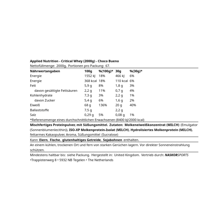 APPLIED NUTRITION - CRITICAL WHEY