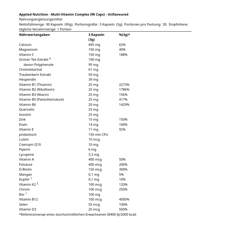 APPLIED NUTRITION - MULTI VITAMIN COMPLEX